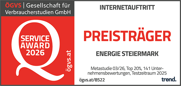 ÖGVS-Service-Award 2026: Energie Steiermark in der Kategorie „Internetauftritt“ ausgezeichnet
